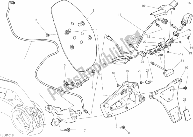 All parts for the 27a - Plate Holder of the Ducati Diavel Xdiavel Thailand 1260 2018